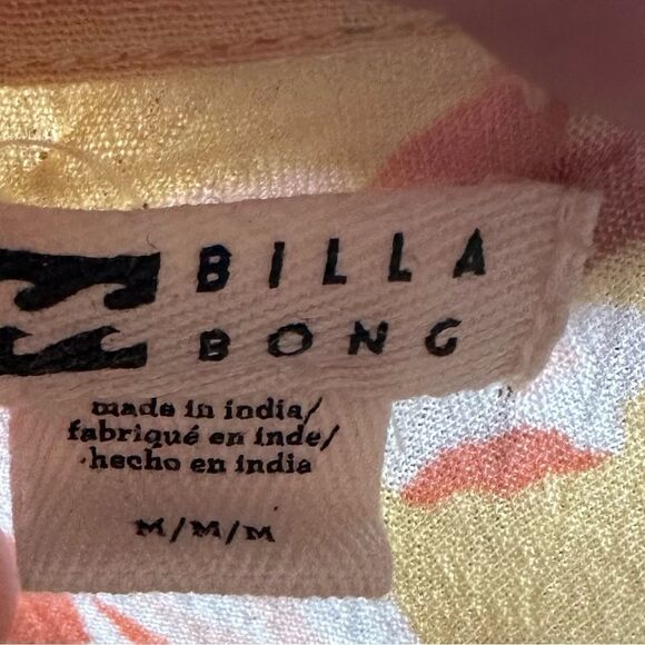 BillaBong Yellow Floral Boho Country Casual Flowy Mini Shortsleeved Sundress - Picture 5 of 5